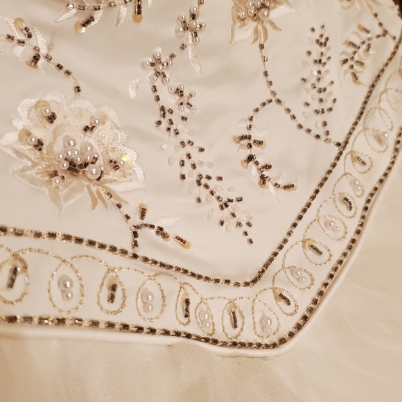 David's Bridal Embellished Ballgown Wedding Dress with Train, Sz 14 - Picture 9 of 16